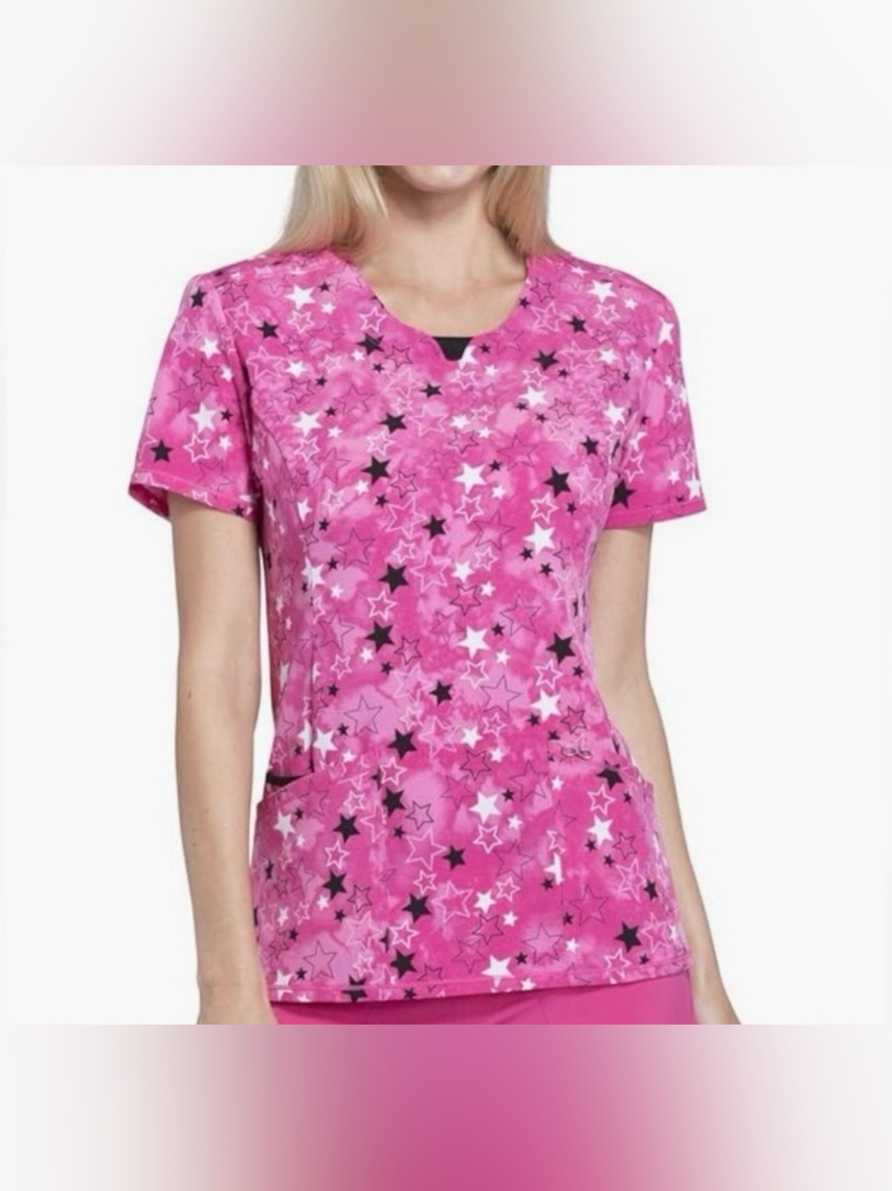 Cherokee Infinity stars scrub top in pink